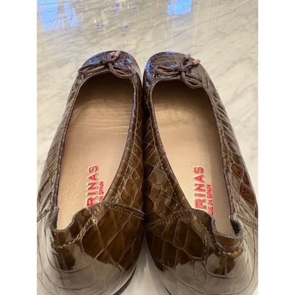 Sabrinas Brown Croc Embossed Ballet Flats Bow Detail‎ Comfort Shoes EU 40 Spain - Picture 7 of 10